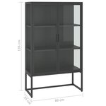 vidaXL Buffet haut Anthracite 80x35x135 cm Acier et verre trempé
