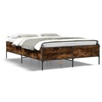 vidaXL Cadre de lit chêne fumé 140x200 cm bois d'ingénierie et métal