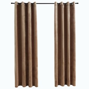 vidaXL Rideaux occultants avec anneaux 2 Pièces Velours Beige 140x245 cm