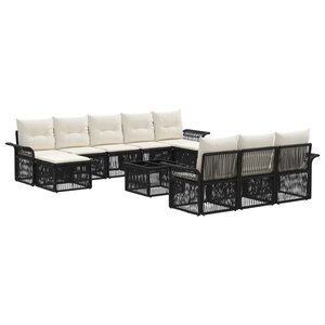 vidaXL Ensemble de canapé de jardin 11 Pièces Noir polyrotin