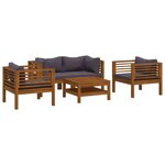 vidaXL Salon de jardin 5 Pièces avec coussin Bois d'acacia solide