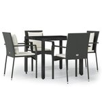 vidaXL Ensemble à manger de jardin coussins 5Pièces Noir Résine tressée