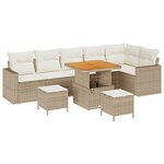 vidaXL Ensemble de canapé de jardin 9 Pièces Beige polyrotin