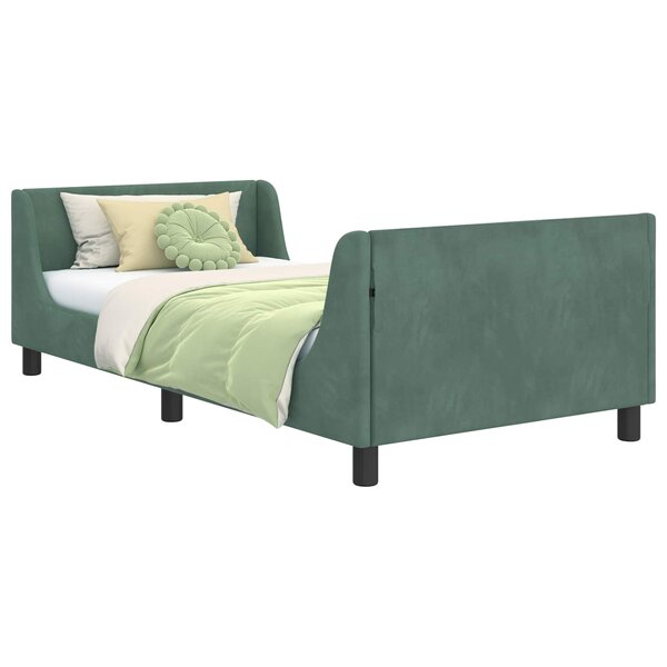 vidaXL Cadre de lit pour enfants avec tête de lit Vert Mer 80 x 200 cm