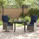 vidaXL Ensemble de salle à manger pour jardin 3 Pièces Gris polyrotin
