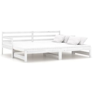 vidaXL Lit coulissant Blanc Bois de pin massif 2x(90x200) cm