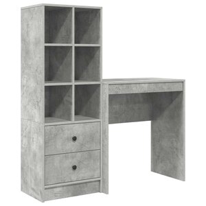 vidaXL Bureau avec tiroir avec étagère avec stockage 2 Pièces Gris béton