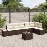 vidaXL Ensemble de canapé de jardin 7 Pièces Marron  crème Poly rotin