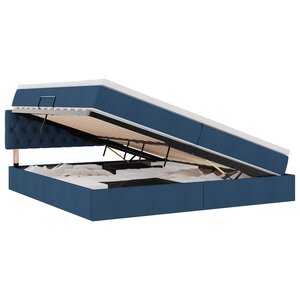 vidaXL Lit avec rangement et LED avec matelas Bleu 200 x 200 cm tissu