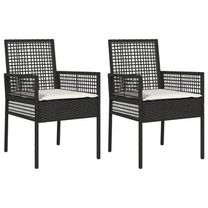 Chaises de jardin vidaXL 2 Pièces avec coussins Noir Poly Rattan