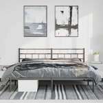 vidaXL Cadre de lit métal sans matelas avec tête de lit noir 193x203cm