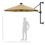 vidaXL Parasol mural de jardin avec LED 300 cm taupe