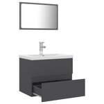 vidaXL Ensemble de meubles de salle de bain Gris Aggloméré