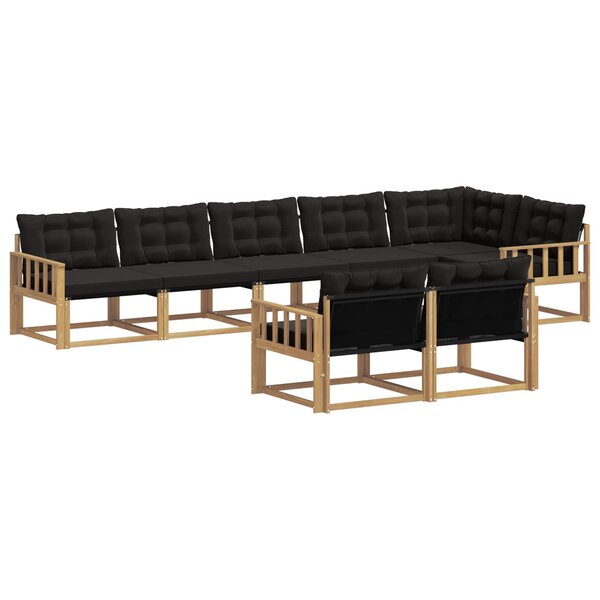 vidaXL Ensemble de canapés d'extérieur 8 pc Blanc et noir