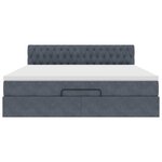 VidaXL Cadre de lit ottoman avec matelas gris foncé 180x200 cm velours