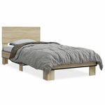 vidaXL Cadre de lit chêne sonoma 90x190 cm bois d'ingénierie et métal