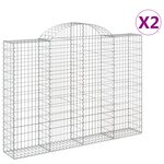 vidaXL Paniers à gabions arqués 2 Pièces 200x30x140/160 cm Fer galvanisé