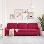 vidaXL Canapé à 3 places Rouge bordeaux 210 cm Velours