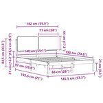 vidaXL Cadre de lit avec tête de lit rembourrée Gris clair