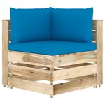 vidaXL Canapé de jardin 2 places avec coussins Bois imprégné de vert