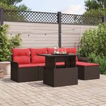 vidaXL Ensemble de canapé de jardin 6 Pièces Marron polyrotin