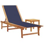 vidaXL Chaises longues lot de 2 table bleu bois d'acacia et textilène