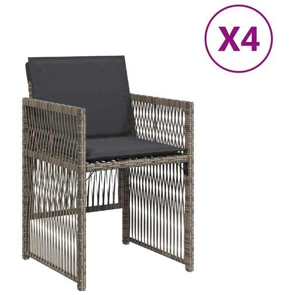 vidaXL Chaises de jardin avec coussins lot de 4 gris résine tressée