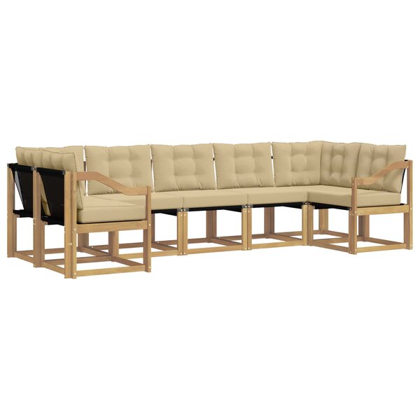 vidaXL Ensemble de canapés d'extérieur 7 pc Blanc et Beige