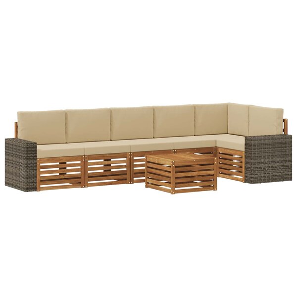 vidaXL Ensemble de canapés d'extérieur 7 pc Naturel et Beige Polyester