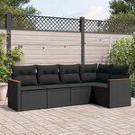 vidaXL Salon de jardin 5 Pièces avec coussins noir résine tressée