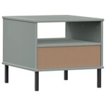 vidaXL Table de chevet avec pieds en métal Gris Bois pin massif OSLO