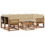vidaXL Ensemble de canapés d'extérieur 7 Pièces Naturel et Beige