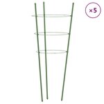 vidaXL Supports pour plantes de jardin 3 anneaux 5Pièces Vert 75 cm Acier