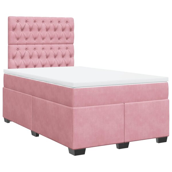 vidaXL Sommier à lattes de lit avec matelas rose 120x190 cm velours