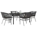 vidaXL Ensemble à manger de jardin et coussins 5 Pièces noir rotin verre