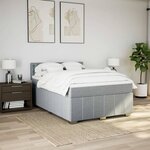 vidaXL Sommier à lattes de lit avec matelas Gris clair 140x190cm Tissu
