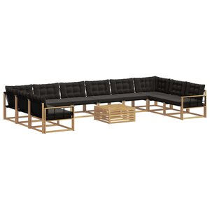 vidaXL Ensemble de canapés d'extérieur 11 pc Blanc et noir