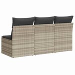 vidaXL Canapé de jardin et coussins 3 places gris clair résine tressée