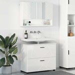vidaXL Ensemble de mobilier de salle de bain 2 Pièces Blanc brillant
