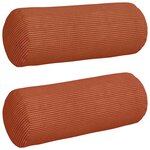 vidaXL Coussins d'accent 2 Pièces Rouge orange Ø 15 x 40 cm