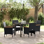 vidaXL Ensemble de salle à manger de jardin 5 pièces Noir Poly Rattan