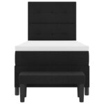 vidaXL Lit à sommier avec Matelas & Banc Noir 80x200 cm Tissu