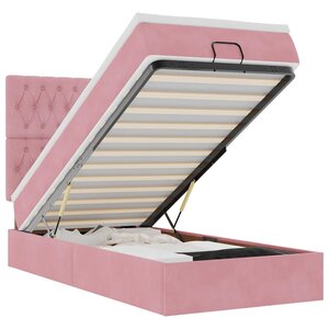 vidaXL Cadre de lit ottoman avec matelas rose 80x200 cm velours