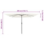 Parasol de jardin carré vidaXL avec lumières LED 295x245 cm blanc sable
