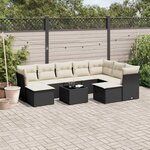 vidaXL Salon de jardin 10 Pièces avec coussins noir résine tressée