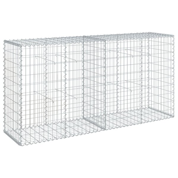 vidaXL Panier gabion avec couvercle 200x50x100 cm fer galvanisé