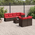 vidaXL Salon de jardin 8 Pièces avec coussins marron résine tressée