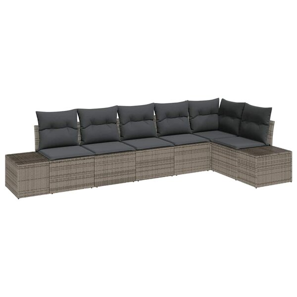 vidaXL Ensemble de canapé de jardin avec coussin 6 Pièces Gris Poly rotin