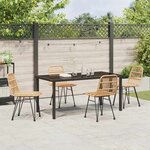 vidaXL Ensemble de salle à manger pour jardin 5 Pièces Marron Poly rotin