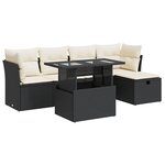 vidaXL Salon de jardin 6 Pièces avec coussins noir résine tressée